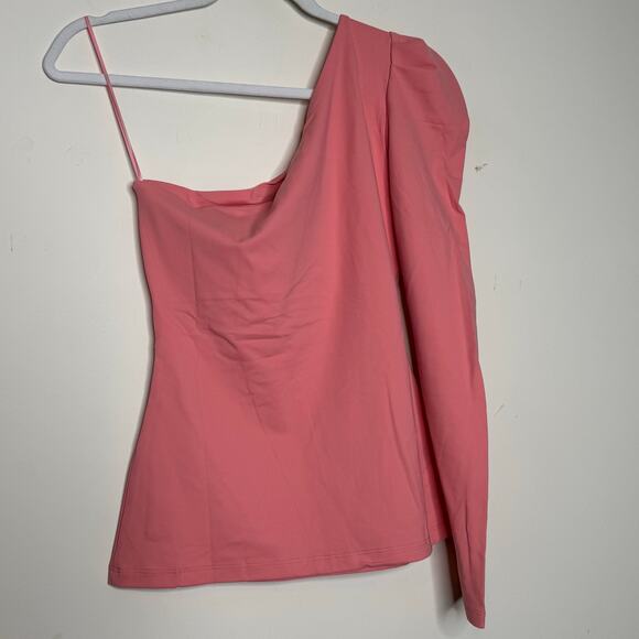 Susana Monaco Pleated One Arm Long Sleeves Tops - Lotus Pink NWT Size Small - Picture 5 of 8